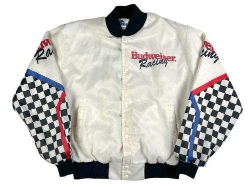 Vintage Budweiser Racing Chalk Line Jacket Sportswear 80s 90s Bud Indy Racing - Picture 2 of 5