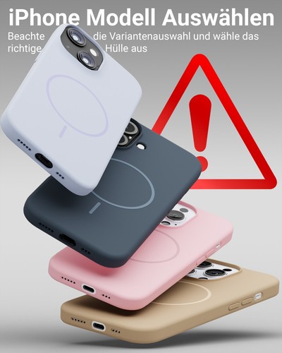 Hülle iPhone 16 15 14 13 12 Pro Max Plus MagSafe Silikon Case Magnet Schwar Blau - Bild 40 von 57