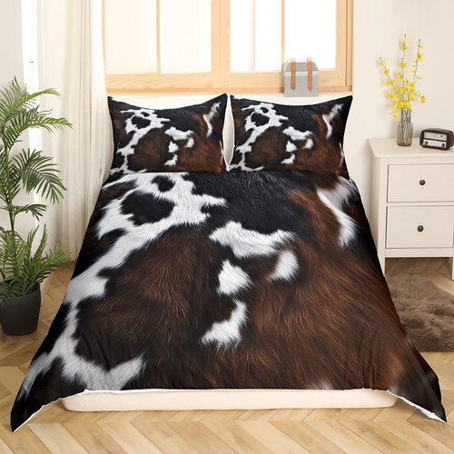 Set copripiumino stampa pelliccia di mucca king bambini pelle di mucca capelli set biancheria da letto donna M - Foto 3 di 6