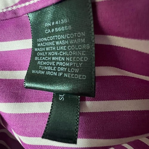 Lauren Ralph Lauren Non-Iron Cotton Button Down Shirt Magenta Pink Striped - Bild 6 von 9