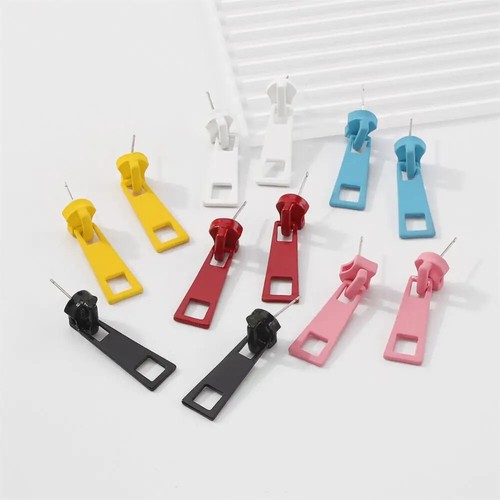 Fashion Zipper Stud Earrings 2022 New Creative Colorful Metal Drop Earrings Funn - 第 7/22 張圖片