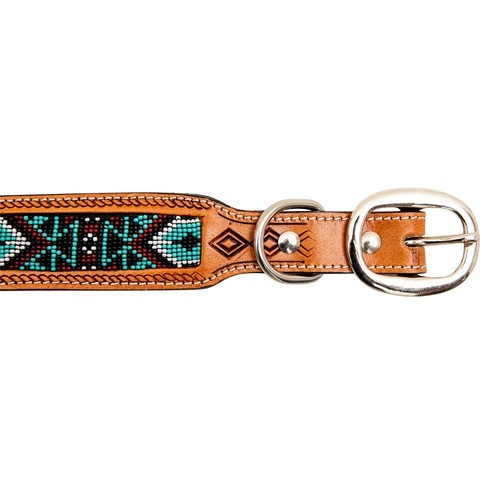 COLLAR DE CUERO PERRO Myra Fabricado a mano Whizter Cuero Marrón Cuentas Centro Talla-M - Imagen 4 de 7