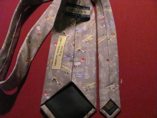 ALYNN NECKWEAR KRAWATTE HANDGEFERTIGT 100 % SEIDE " AMERICAN FIGHTER PLANES " - Bild 3 von 3
