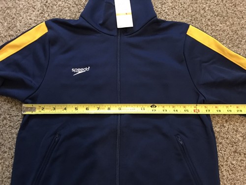 Speedo Warmup Jacke Damen dunkelblau Größe S neu mit Etikett gelb weiß gestreift - Bild 5 von 6