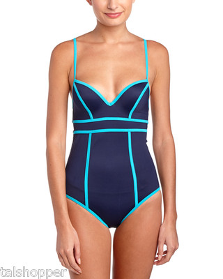 SPANX Shapwear Slimming Retro Tipped Sweetheart One Piece Swimsuit NWT 12 $134 