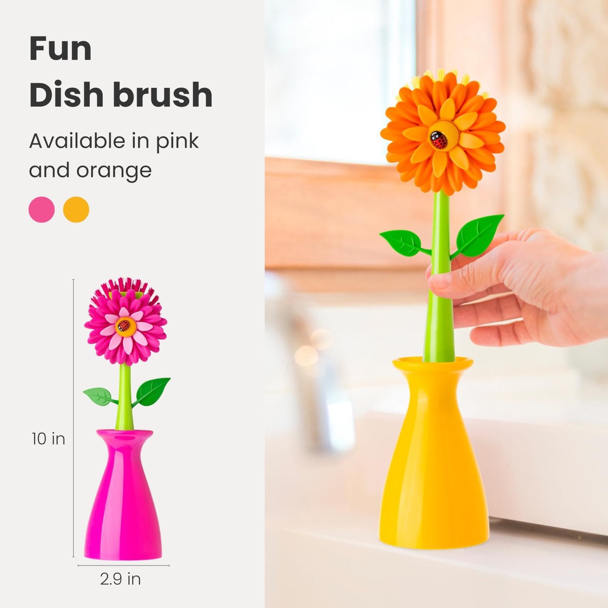 Flower Power Dish Brush With Vase Dish Brush Holder Dish Brush