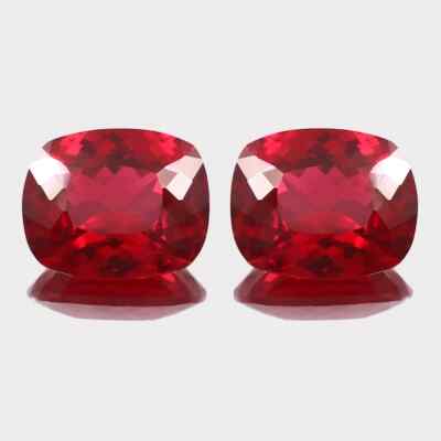 Luxurious 6.80 Ct Cushion Cut Natural Red Rubies - 10mm Certified Pair C97
