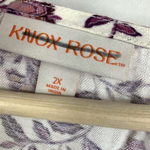 Knox Rose Dress Cottagecore Womens Floral Sz X2 Flutted Purple Rayon V-Neck Boho - Picture 8 of 19