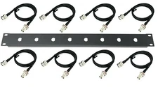 19" Antenna Re-location Rack Mount Kit 1U Front Panel 8 Hole Ports w/ 8 Cables