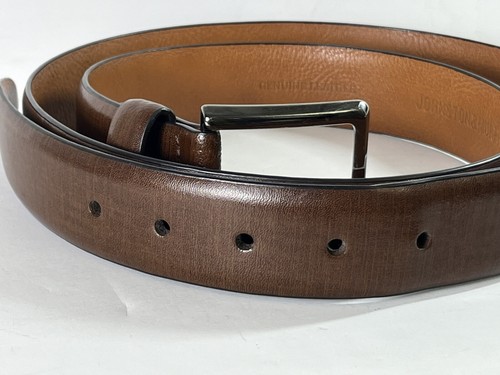 Johnston Murphy Classic Wide Brown Leather Belt Sz 44 Crome Buckle Italy - Picture 5 of 10
