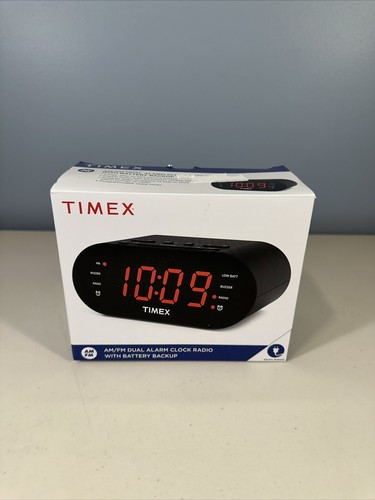 Timex T231G AM/FM Dual Alarm Clock Radio with 1.2-Inch Red Display and Line-In - Picture 1 of 8