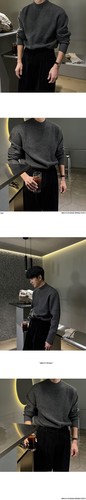 Half Turtleneck Pullover Men Winter Warm Korean Trendy Casual Sweater Loose Tops - Bild 9 von 22