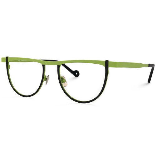 Gafas geométricas de titanio con marco de metal verde medio redondo semicírculo anteojos - Imagen 3 de 16
