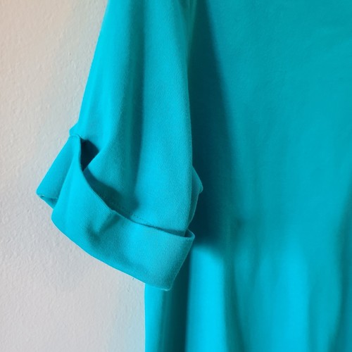Karen Scott Damen Petite XL Oberteil Kurzarm Bündchen Baumwolle Pullover Shirt Aqua - Bild 6 von 15