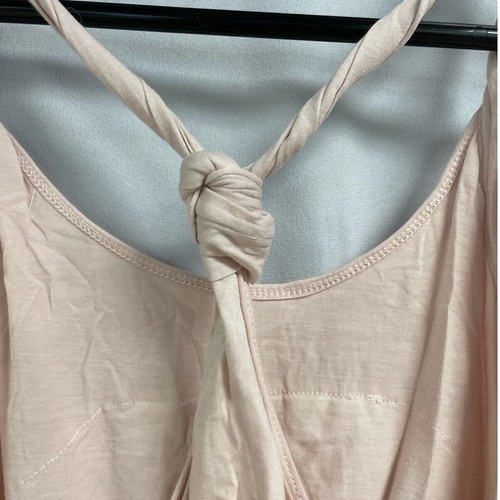 FREE PEOPLE Women's Lace Bottom Knotted Racerback Tank Top Pink Small Sleeveless - Picture 2 of 8