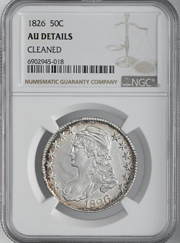 1826  50C CAPPED BUST HALF DOLLAR  NGC AU DETAILS "CLEANED" #6902945-018