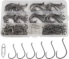 Circle Hooks Saltwater Catfish Bass Fishing Hooks, 180Pcs Octopus Offset Fishing