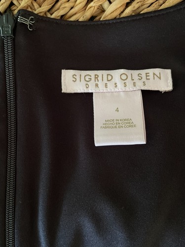 Sigrid Olsen 🌿talla 4 vestido negro sin mangas con cruzado delantero debajo de la rodilla - Imagen 3 de 8