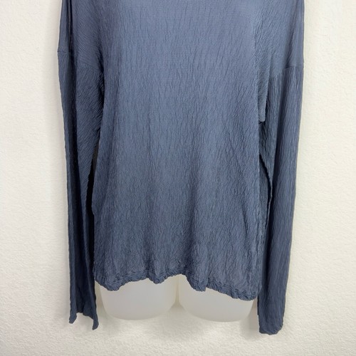 Armani Collezioni Shirt Womens L Blue Sheer Long Sleeve Textured Designer Italy - Picture 4 of 8
