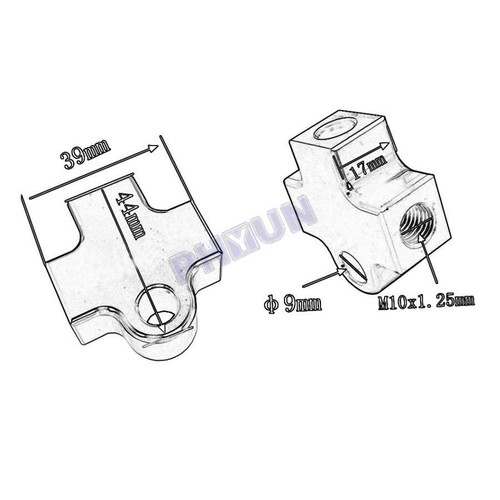 3 Way Tubing Bracket Hydraulic Brake Hose Pipe Connector For Motorcycle ATV - Picture 9 of 9