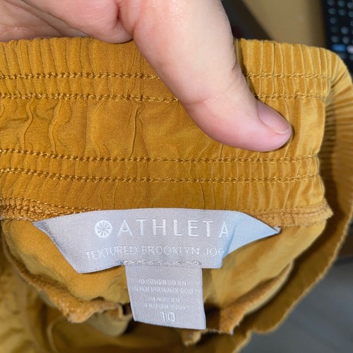 Athleta Textured Brooklyn Jogger Ankle Pant Mustard Yellow Size 10 - Picture 3 of 4
