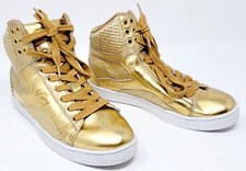 Pastry Pop Tart Glitter Gold Sneaker Womens Sz 6.5 Lace Up Hi-Top Dance Shoe