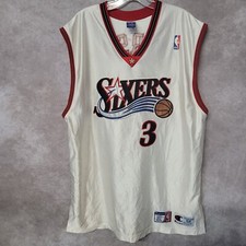 Vintage Champion Authentic Philadelphia 76ers Allen Iverson 3 Jersey 52 2XL Sewn
