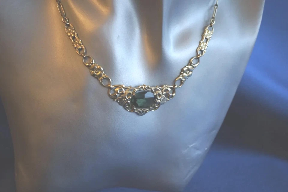 Kette Trachtenkette Gold Art Deco Antik Jugendstil Peridot - Bild 4 von 4