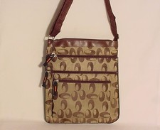 SHOULDER BAG W ADJUSTABLE STRAP CANVAS BROWN X519