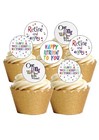Cake Toppers 24 PRECUT Retirement Retire Edible Wafer Paper Cupcake Decorations