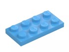 LEGO - Part 3020 - Plates 2x4 + NEW + Medium Blue x 5 Pieces