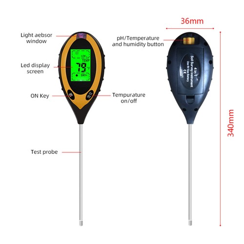 PH Wert Boden Bodentester Bodenmessgerät Lichtmesser Feuchtigkeit Bodentest 4in1 - Bild 2 von 11