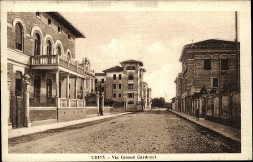 Udine Italia postal antigua ~ 1910 Via Giosuè Carducci lote callejero villas