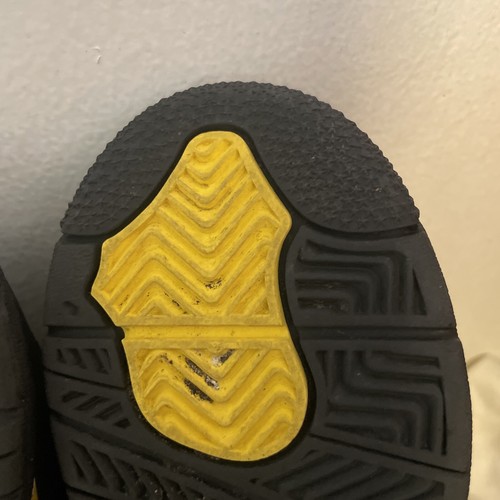 Nike Air Jordan 4 Retro TD Thunder Black Yellow BQ7670-017Size 10C No Insoles - Picture 7 of 12