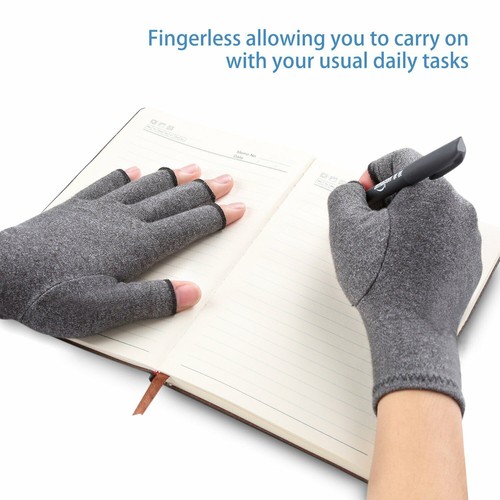 Half Finger Copper Arthritis Compression Gloves Hand Support Joint Pain Relief - Picture 10 of 13