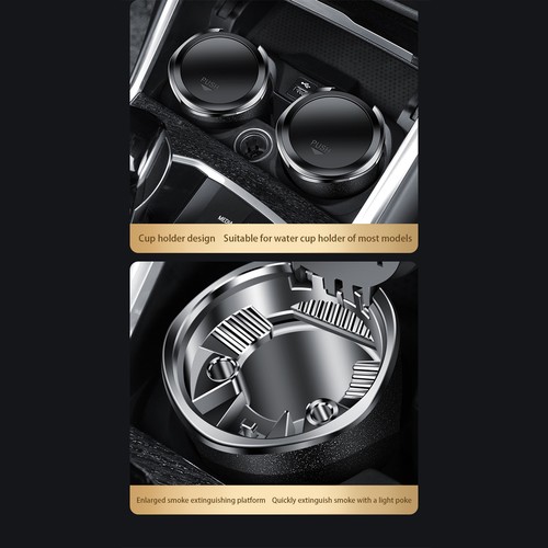 Car Ashtray With Lid Portable Tray Smokeless Ashtray with LED Light Car Trash - Picture 6 of 12