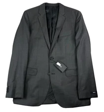 Hugo Boss Jam75/Sharp3 Charcoal Black Wool Size Mens 40L Blazer NWT