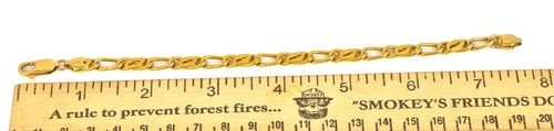 VINTAGE BEAUTIFUL 18K YELLOW GOLD FIGARO CHAIN LINK BRACELET 7.5" LONG 8.75G ! - Picture 2 of 2