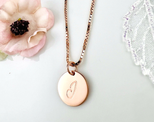 Genuine Sterling Silver 925 Rose Gold Letter J Initial Name Pendant & 45Cm Chain - Picture 7 of 11
