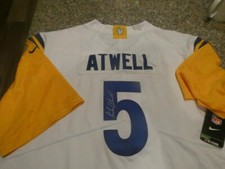 Tutu Atwell Los Angeles Rams Signed Replica White  Jersey COA SB Patch