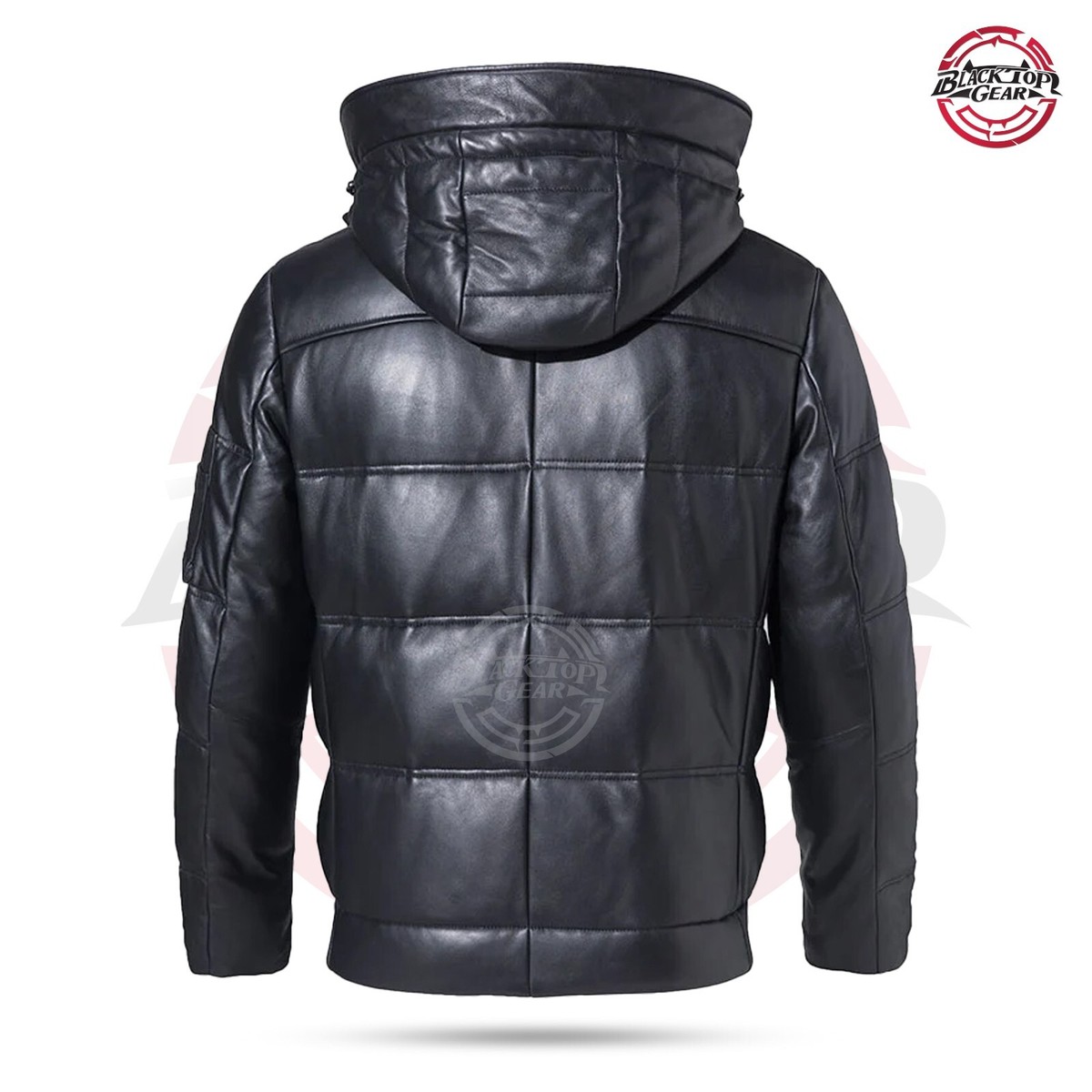 Steppjacke aus schwarzem Lammleder für Herren