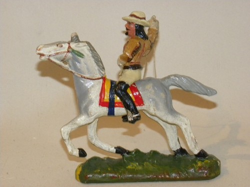 FIGURINE COMPOSITION DURSO INCAMIM CAVALIER COWBOY BUFFALO BILL ELASTOLIN CHIALU - Photo 5/16