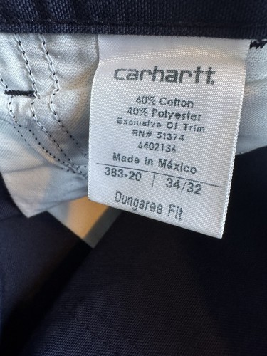 Carhartt 383-51 Salopette Fit Pantaloni Uomo 34x32 Pantaloni da Lavoro Falegname - Foto 3 di 18