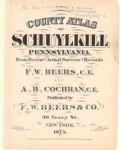 Atlas Schuylkill County (PA,Pennsylvania,Genealogy): 1875 (DVD) - Picture 2 of 8