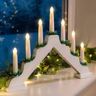 7 LED Candle Bridge Wooden Arch Window Lights Battery Operated Xmas Decoration