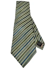 Geoffrey Beene Green Stripe Mens Silk Necktie Tie 58"  