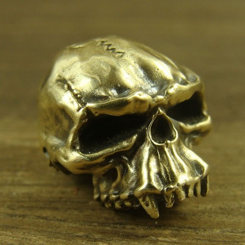 Brass “Skull” knife Lanyard Bead Paracord beads crafted for EDC gear XLH026 - Picture 3 of 12