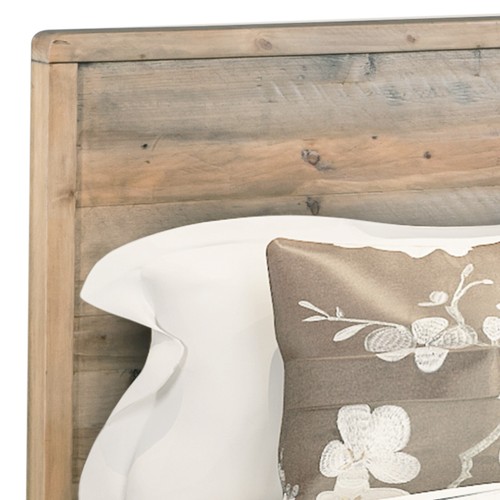 Queen Size Wooden Bed Frame in Solid Wood Antique Design Light Brown - Picture 4 of 7