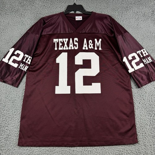 Texas A&M Jersey Adidas Mens Large Footbal 12th Man Made in USA Single Stitch
