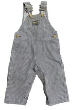 Vintage Osh Kosh Baby Overalls Vestbak Striped Railroad 12 Months